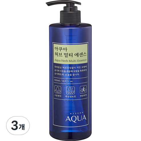 히솝 아쿠아 허브 멀티 헤어 에센스, 3개, 500ml