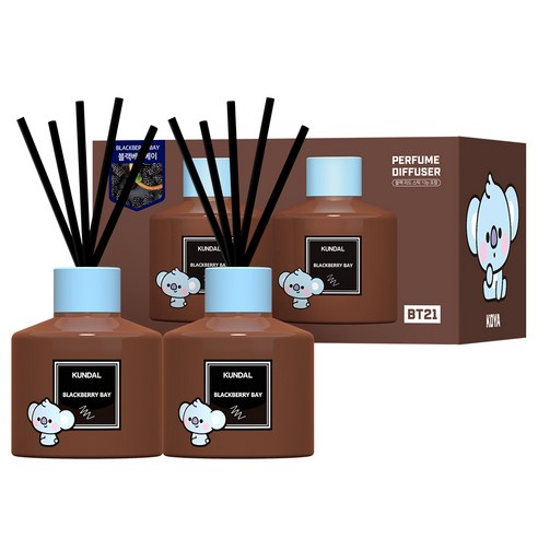쿤달 BT21 퍼퓸 디퓨저 200ml x 2p + 섬유스틱 10p, 1개, 블랙베리베이향