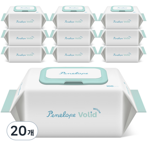 페넬로페물티슈 추천 상품페넬로페 볼리드 화이트 저자극 아기물티슈 캡형, 50g, 100개입, 20개 제품 사진