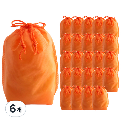 부직포 복주머니 더스트백 16 x 25 cm 25p, 오렌지, 6개