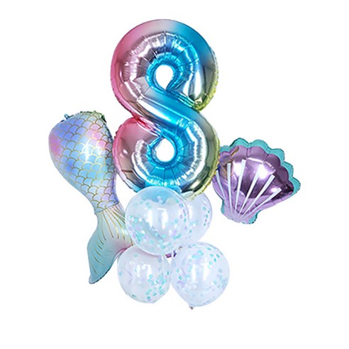 이모쿠비 생일파티 숫자풍선세트, 머메이드 8, 1세트