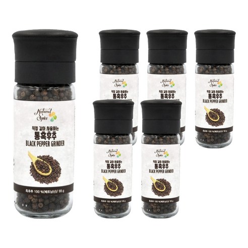 내츄럴스파이스 직접 갈아 사용하는 통흑후추 그라인더, 55g, 6개