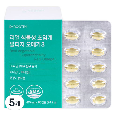 닥터루템 리얼 식물성 초임계 알티지 오메가3, 5개, 60정