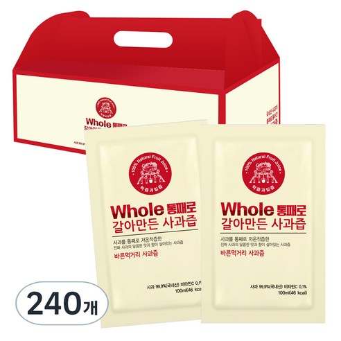 통째로 갈아만든 사과즙 일반파우치, 100ml, 240개