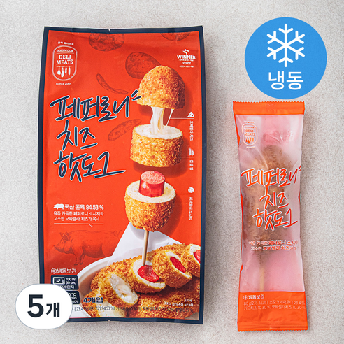존쿡델리미트 페퍼로니 치즈 핫도그 (냉동), 80g, 4개입, 5개