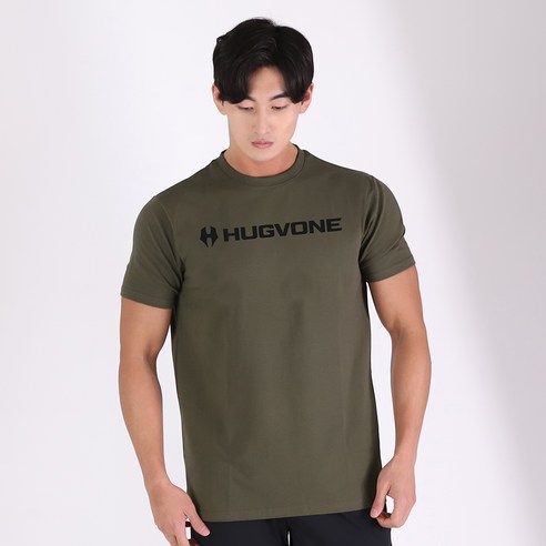 허그본 남성용 시그니처 002 머슬핏 반팔 티셔츠 무지라인