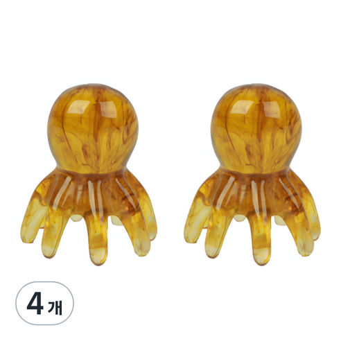 ADUNE 머리 지압 마사지기 문어 두피괄사, 브라운, 4개