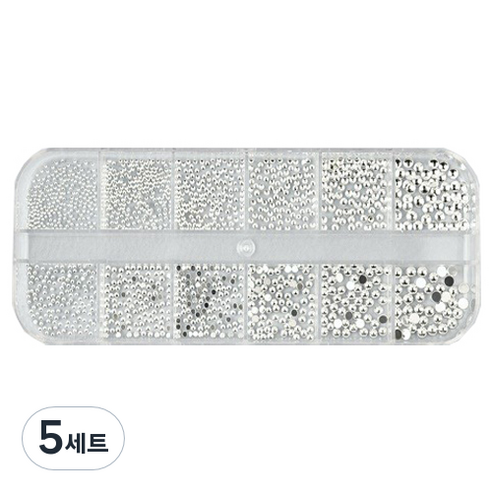 트렌드 메탈 반참 반볼 네일파츠, 실버참, 5세트
