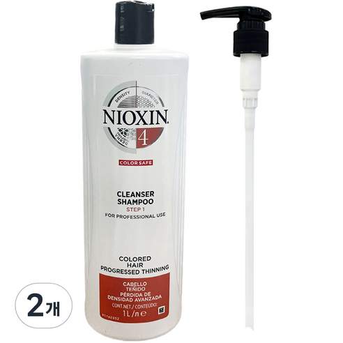 니옥신 3D 케어 시스템 클렌저 샴푸 염색모 진행 No.4 + 펌프, 1000ml, 2개