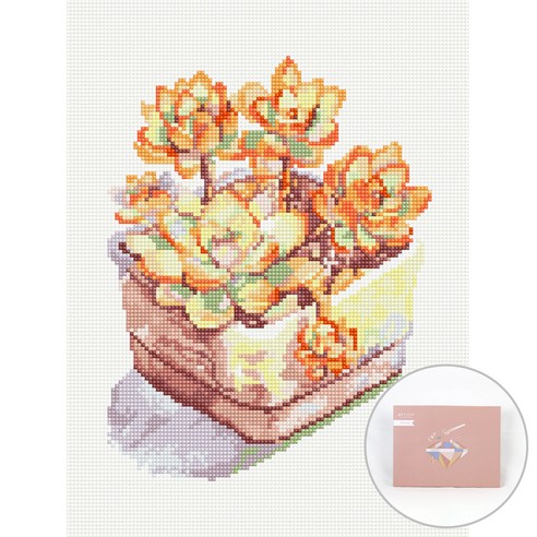 아트조이 DIY 보석십자수 캔버스형 30 x 40 cm, 리틀장미, 1세트