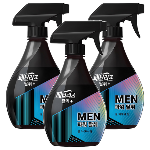 페브리즈 섬유탈취제 맨 쿨아쿠아향 본품, 370ml, 3개
