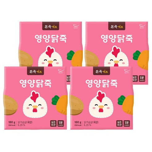 본죽 키즈 영양닭죽 180g, 4개, 닭가슴살