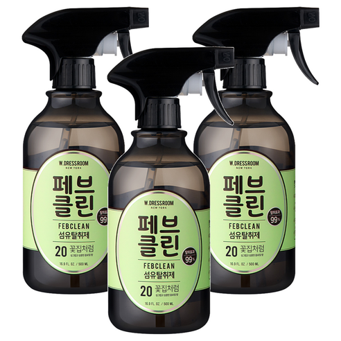 페브클린 더블유드레스룸 20번 플라워샵 섬유탈취제 본품, 500ml, 3개