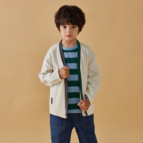 올리반 아동용 끌림 배색 가디건