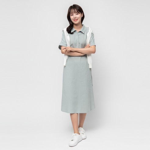 캐럿 여성용 반팔 셔츠 면 원피스