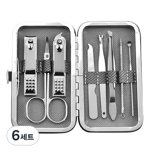 피피홈리빙 귀이개 손톱깍이 케어 8종 세트, 6세트, 실버