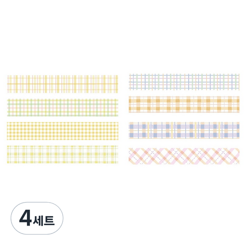 체크 패턴 컬러 마스킹테이프 20mm x 2m 4종 세트, 4세트, 03 레몬, 솔티플라워
