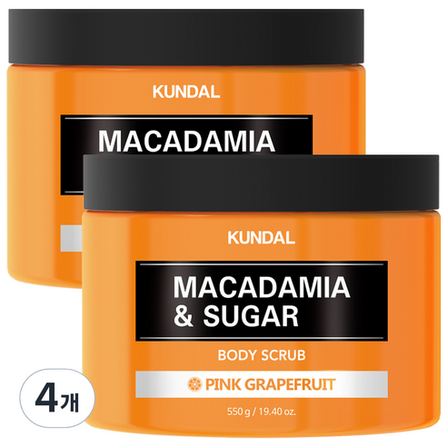 쿤달 슈가 바디 스크럽 핑크그레이프프룻향, 550g, 4개