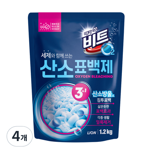 비트 O2 산소 표백제, 1.2kg, 4개
