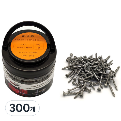 이노공구 목재용 델타도금 코스나사 3.8 x 38 mm 1335, 300개