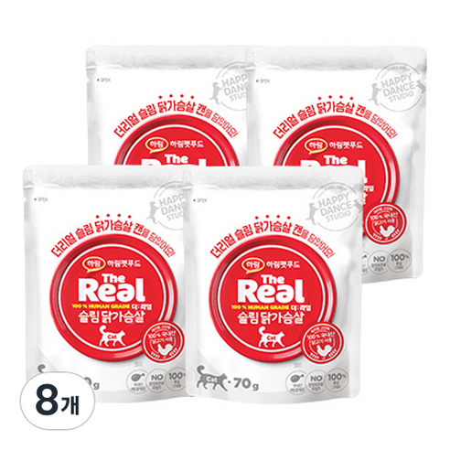 하림펫푸드 더리얼 슬림 고양이 간식, 70g, 8개, 닭가슴살맛