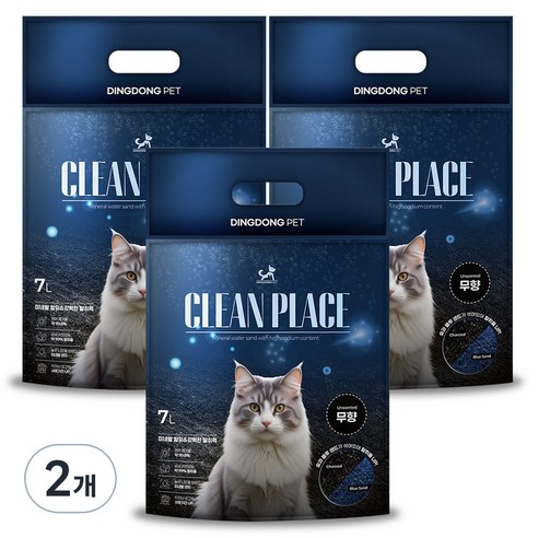 딩동펫 고양이 클린 플레이스 미네랄 워터 벤토나이트 모래, 6개, 7L, 무향