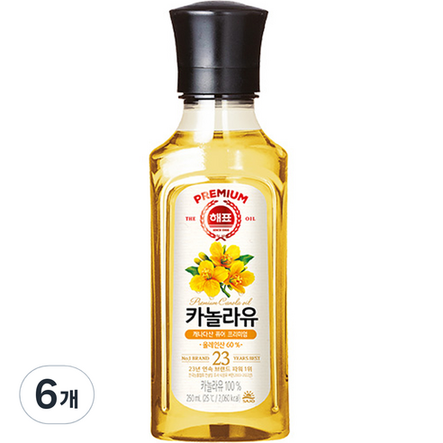 해표 카놀라유, 250ml, 6개