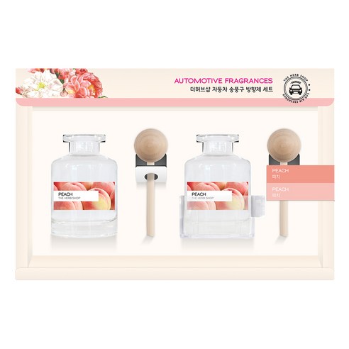 더허브샵 차량용 송풍구 디퓨저 40ml 2개입 세트, 피치, 1세트