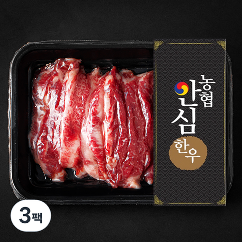농협안심한우 업진살 1+등급 구이용 (냉장), 200g, 3팩