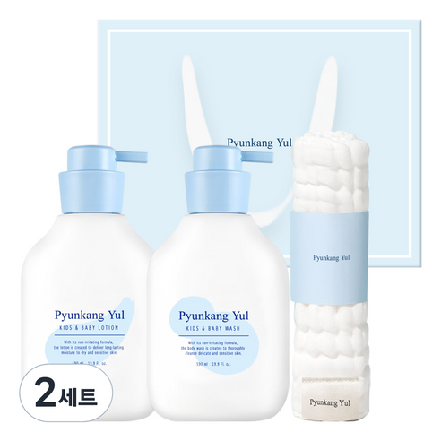 편강율 키즈앤베이비라인 로션 590ml + 워시 590ml + 거즈 세트, 2세트