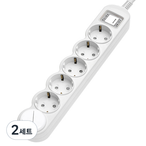 에코파워탭 LED 일반 메인 과부하차단 멀티탭 6구 + 안전커버 랜덤발송 세트, 2세트, 1.5m