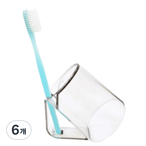 쏠트홍 거꾸로 물빠짐 양치컵 칫솔 거치대, 투명, 6개