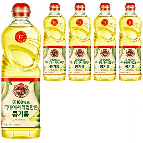 백설 콩기름, 900ml, 5개