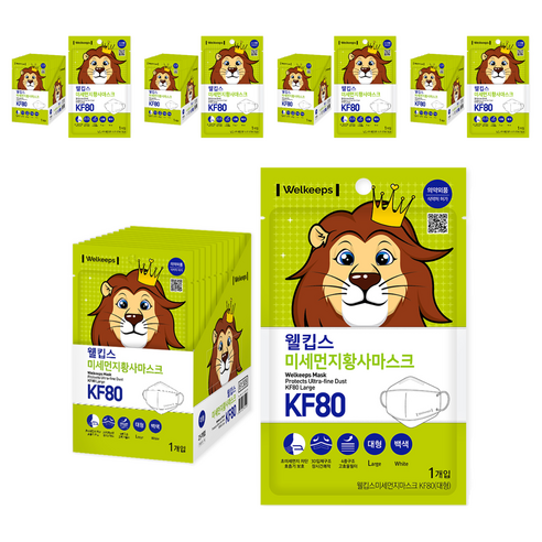 웰킵스 미세먼지황사마스크 대형 KF80, 1개입, 125개, 백색