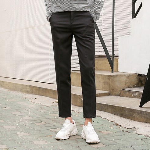 머시따 남성용 히든밴딩 일자핏 10부 슬랙스, 블랙