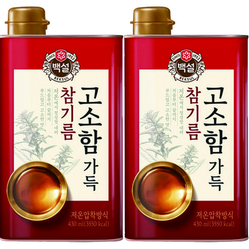 백설 고소함 가득 참기름, 430ml, 2개