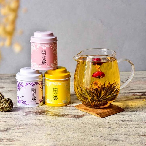 工藝花茶 會開花的茶 茶 茶葉罐 沖泡飲品 無藏茗茶 工藝花茶 會開花的茶 粉色 小茶罐