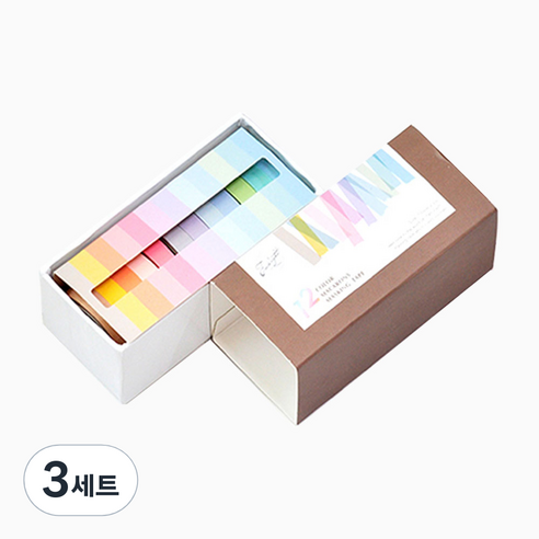12색 파스텔 마스킹테이프, 혼합색상, 3세트