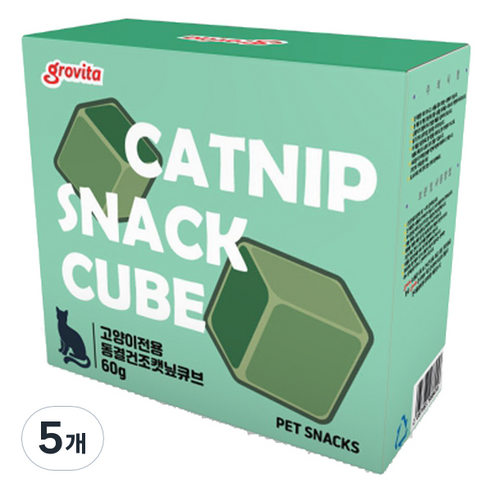 그로비타 고양이전용 동결건조 큐브, 캣닢, 60g, 5개