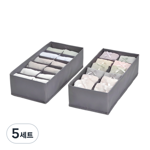 코멧 홈 프리미엄 속옷정리함 12칸 2개입, 그레이, 5세트