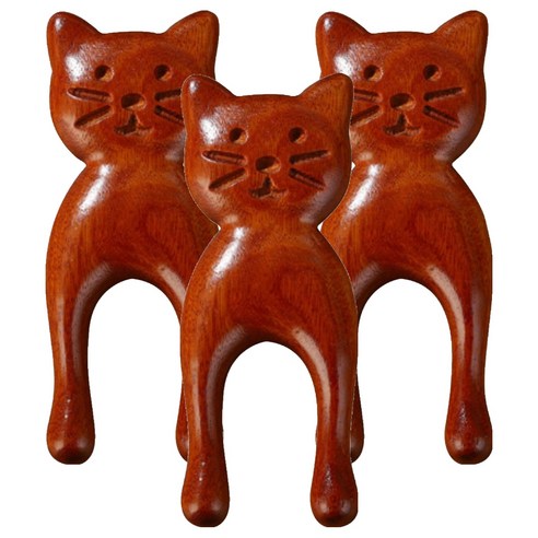 떼루와 U커브 고양이 디자인 괄사 마사지 빗, 3개