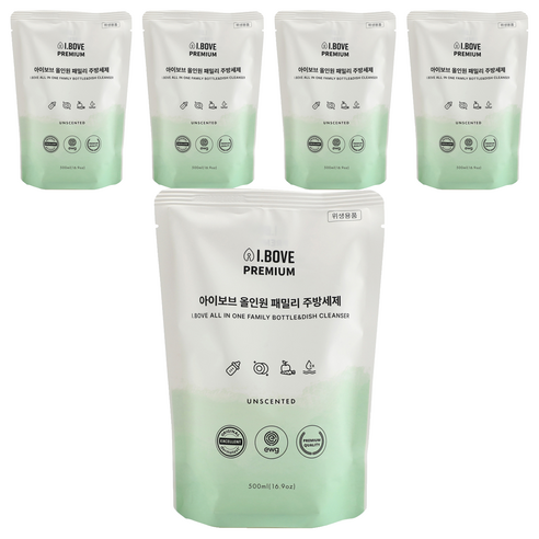 아이보브 올인원 패밀리 젖병 식기세제 리필, 5개, 500ml