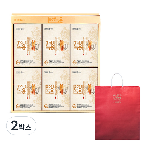 천제명홍삼 6년근 홍삼 녹용 + 쇼핑백, 2박스, 1500ml