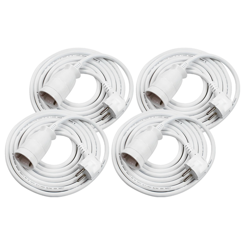 원스탑 고용량 연장코드선 1구 16A, 1m, 화이트, 4개