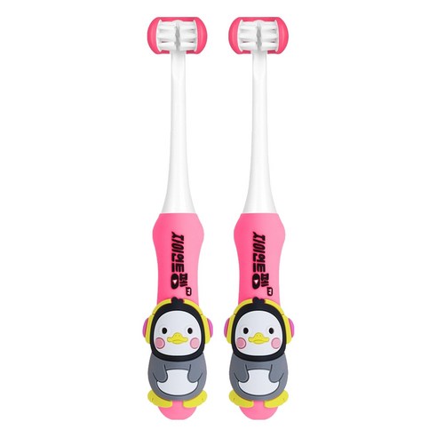 베이비 펭수 3D 키즈 칫솔, 핑크, 2개, 1개입