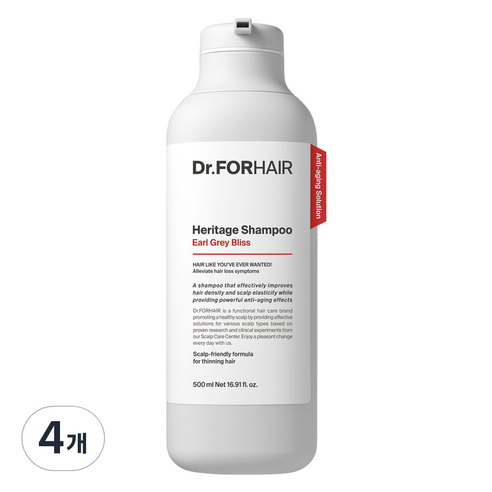 닥터포헤어 두피 안티에이징 헤리티지 기능성 샴푸 얼그레이 블리스향, 500ml, 4개