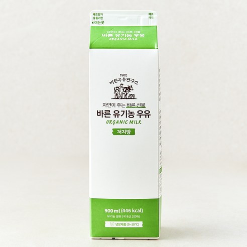 바른우유연구소 바른 유기가공식품인증 우유 저지방, 900ml, 1개 - 저지방우유 | 쿠팡