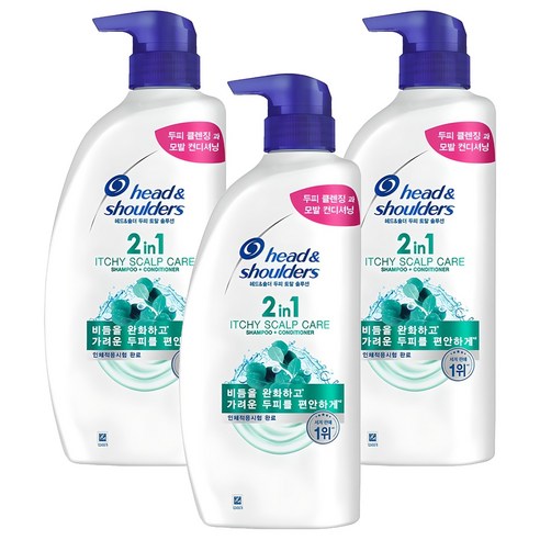 헤드앤숄더 2in1 가려운 두피케어 컨디셔너 겸용 샴푸 상쾌한향, 800ml, 3개