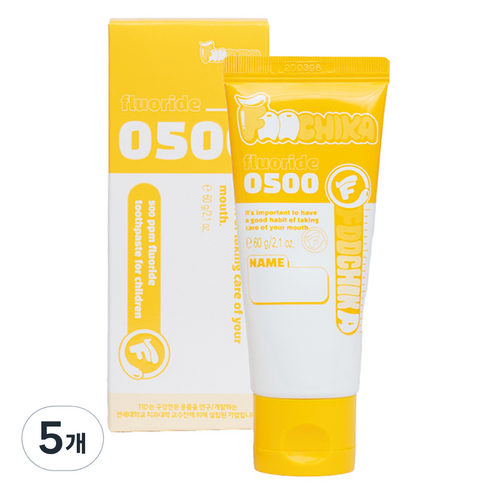 티드 푸치카 에프 500 저불소 500ppm 어린이 치약 6~24개월, 60g, 5개
