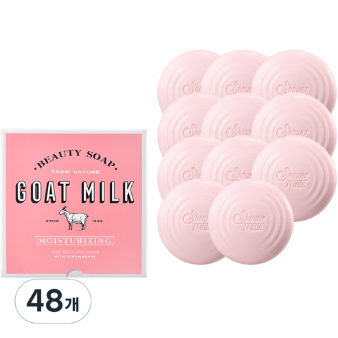 샤워메이트 뉴 산양유 목욕비누 딸기, 90g, 48개